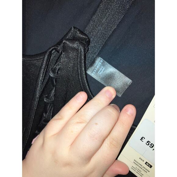 NWT Reserved Re.Design Lace-Up Satin Corset Top Black M/L - Picture 8 of 8